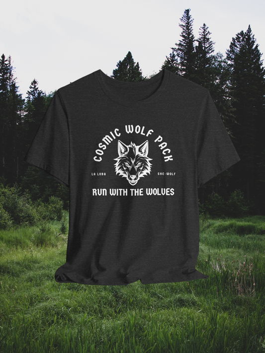 Cosmic Wolf Pack Unisex Tee - Run with the wolves, La Loba, she-wolf, Wolf lover gift, Nature graphic shirt