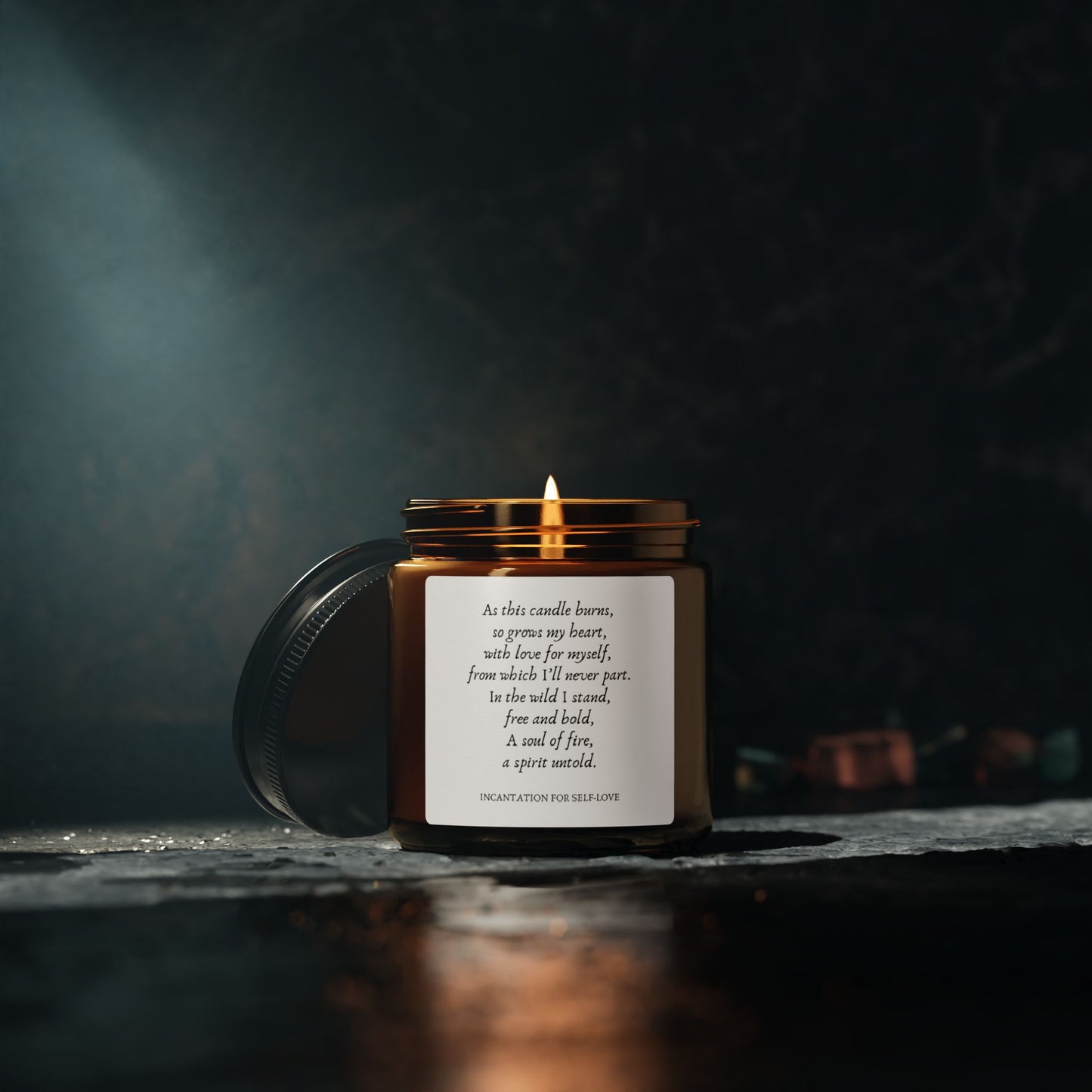 Incantation for Self-Love, Scented Soy Candle (4 oz, Amber Jar)