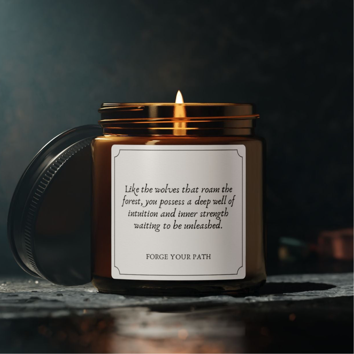 Forge Your Path, Scented Soy Candle (4 oz, Amber Jar)