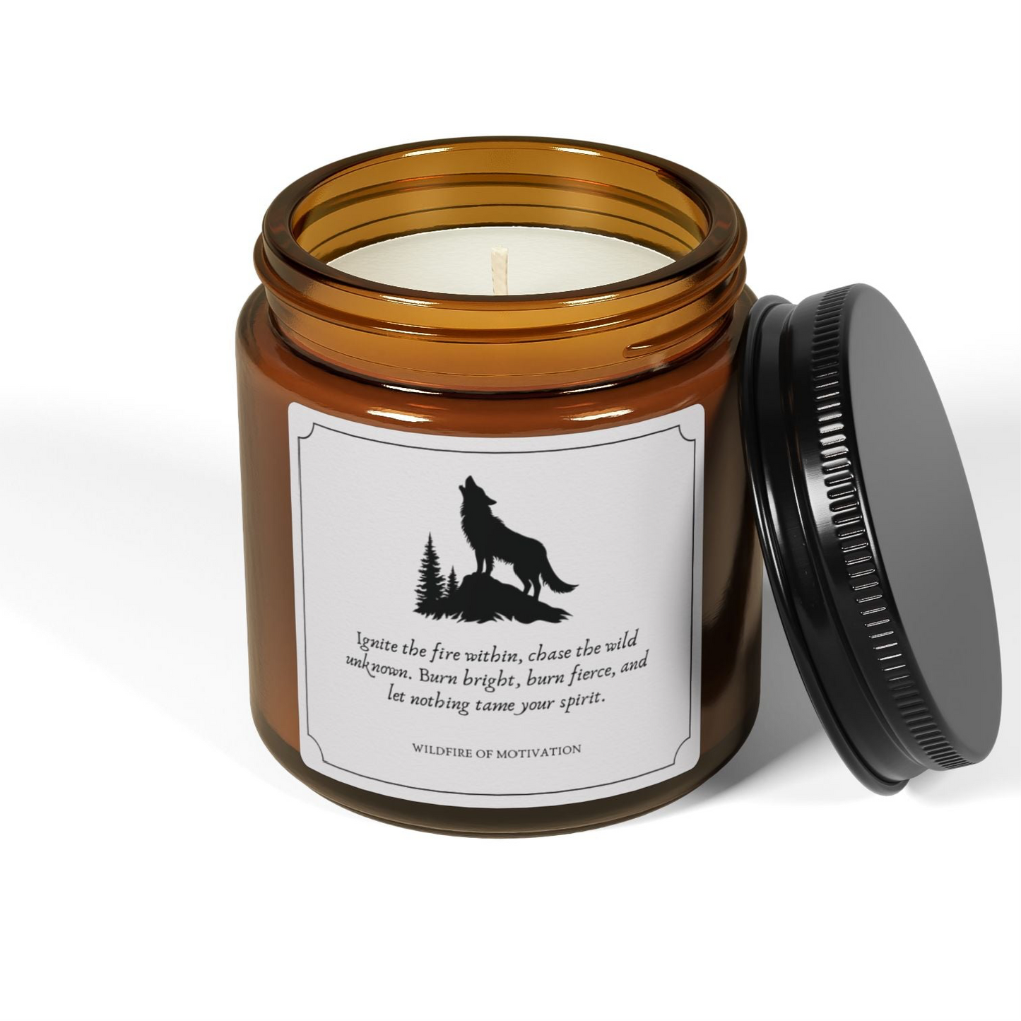 Wildfire of Motivation, Scented Soy Candle (4 oz, Amber Jar)